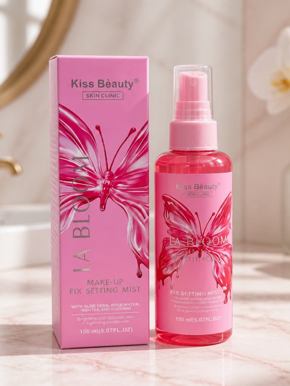 NWT Kiss Beauty La Bloom
Makeup Fix Setting Mist
150ml Pink